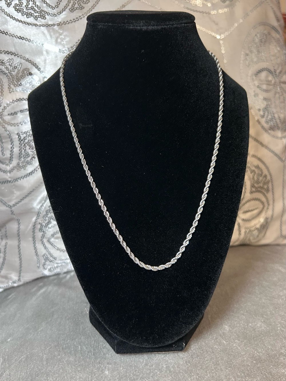 Silver Colored Rope Chain Necklace